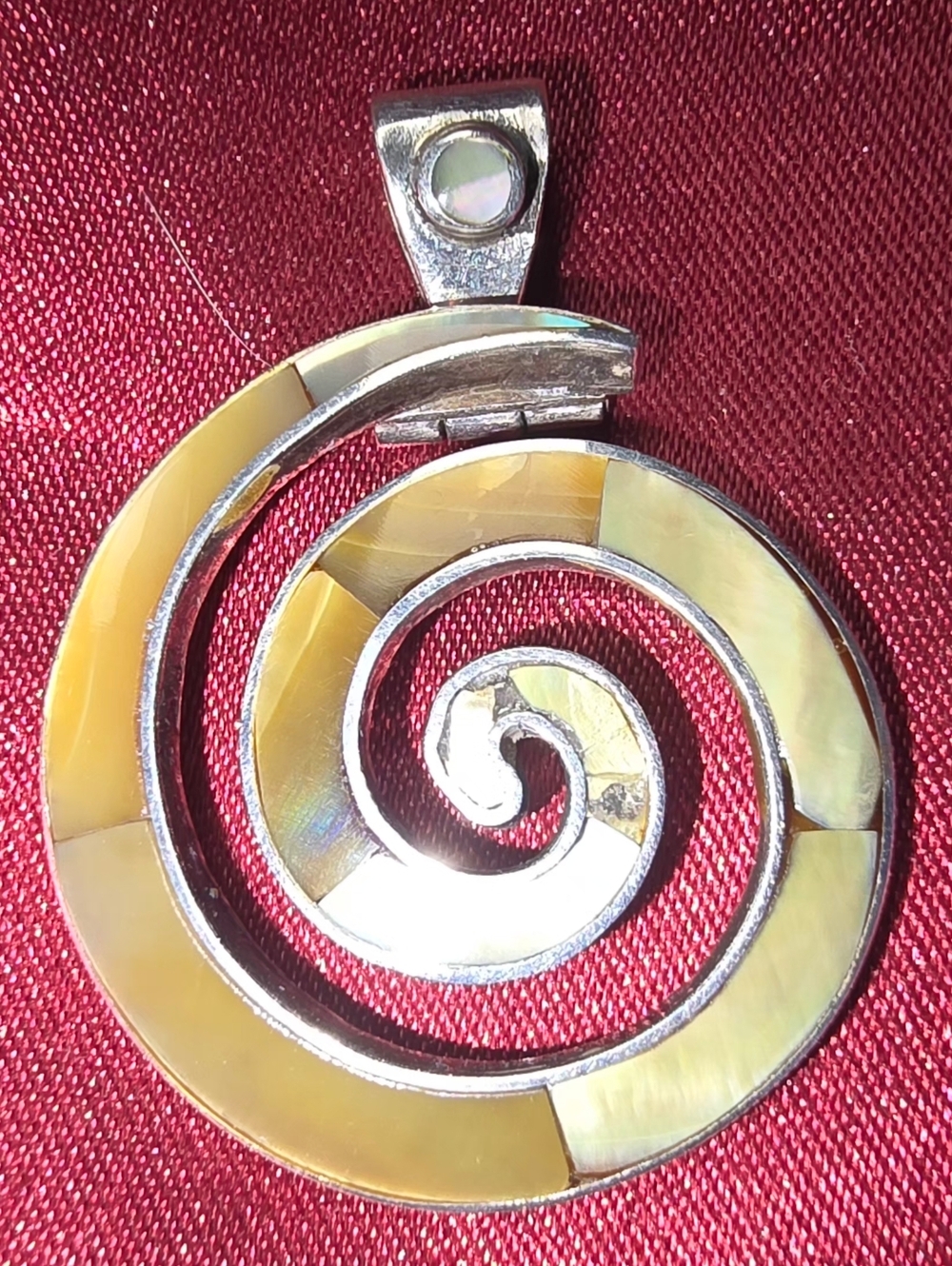 Golden Pachamama Shell Greek Spiral Pendant
